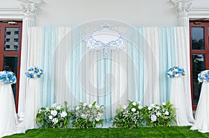 Beautiful Outdoor Wedding Backdrop Decoration in Wedding Ceremony Day