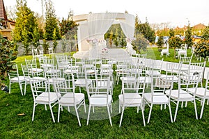 Beautiful outside arrangement for wedding ceremony
