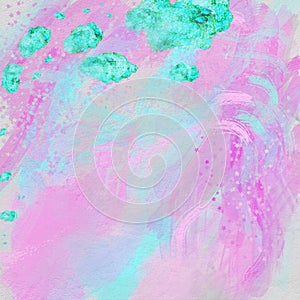 Beautiful overflowing watercolor swirls, ripples, strikes  in bright and light blue, pink and purple colors.Fine Lace and Cobweb