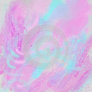 Beautiful overflowing watercolor swirls, ripples, strikes  in bright and light blue, pink and purple colors. Litlle cute stars.