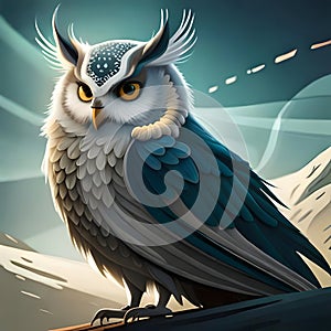 Beautiful owl illustration - ai generated image