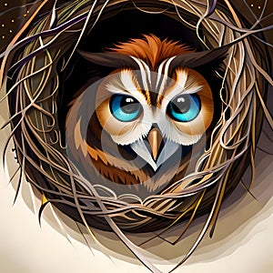 Beautiful owl illustration - ai generated image