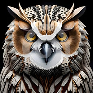 Beautiful owl looking intently at the viewer - ai generated image