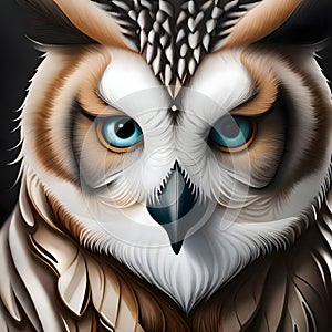 Beautiful owl looking intently at the viewer - ai generated image