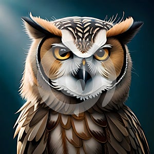 Beautiful owl looking intently at the viewer - ai generated image