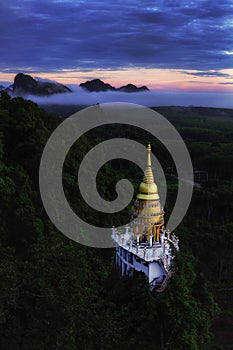 Beautiful pagoda at sunrise on the top