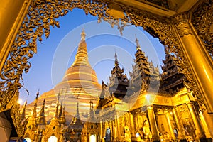 Beautiful pagoda in the world. The famous pagoda in myanmar. Night at Shwedagon Pagoda (Shwedagon Pagoda) in Myanmar.