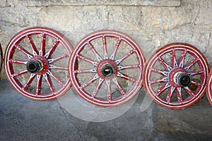 Beautiful painted wheels of the cart