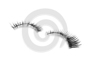 Beautiful pair of false eyelashes on white