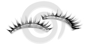 Beautiful pair of false eyelashes on white