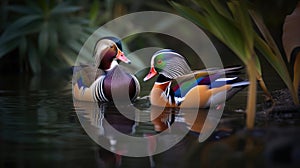 Beautiful pair of Mandarin duck