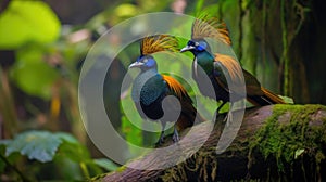 Beautiful pair of Superb bird-of-paradise