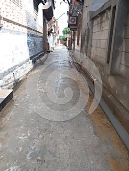 Beautiful Pakistan`s village street in sunlight photo