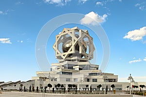 Wedding Palace on a blue scy as a background. Ashkhabad. Turkmenistan.