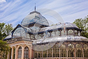 The beautiful Palacio de Cristal a conservatory located in El Retiro Park built in 1887 in Madrid