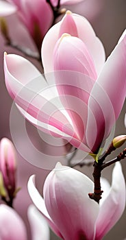 Beautiful pale pink and magenta magnolia flowers