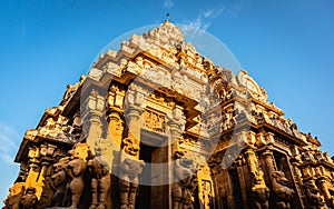 Beautiful Pallava architecture at The Kanchi Kailasanathar temple, Oldest Hindu temple in Kanchipuram, Tamil Nadu - South India