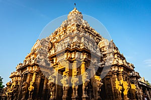 Beautiful Pallava architecture at The Kanchi Kailasanathar temple, Oldest Hindu temple in Kanchipuram, Tamil Nadu - South India