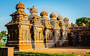 Beautiful Pallava architecture at The Kanchi Kailasanathar temple, Oldest Hindu temple in Kanchipuram, Tamil Nadu - South India