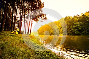 Beautiful Pang Ung and lake nature scene