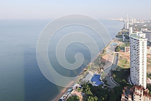 Beautiful panorama aerial view of Pattaya beach,Thailand.