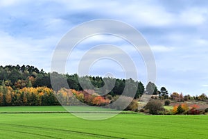 beautiful panorama of an autum landscape with coloured trees in germany