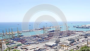 Beautiful panorama on Barcelona maritime container port