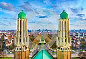 Beautiful panorama of Brussels Bruxelles viewed from the National Basilica of the Sacred Heart, Belgium photo