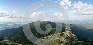 Beautiful panorama of Carpathian mountains Ceahlau National Park, Romania