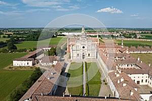 Beautiful panorama of Certosa di Pavia at sunny day