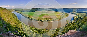 Beautiful panorama of the Dniester river canyon. Ukraine, Europe