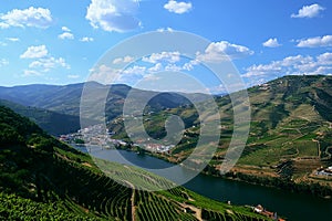 Beautiful panorama of the Douro River in Douro, Portugal