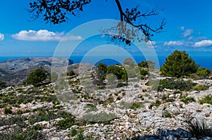 Beautiful panorama from the GR 221 Tramuntana mountains, Mallorca, Spain