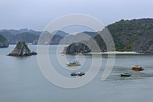 Beautiful panorama of Ha Long Bay Descending Dragon Bay popular tourist destination in Asia. Vietnam