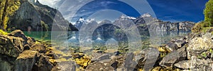 Beautiful panorama of lake Lucerne and Swiss Alps from Sisikon, Switzerland. photo