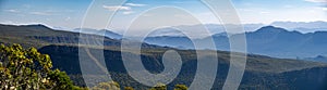 Beautiful panorama of layers of mountain ridges in Grampians National Park, Australia.