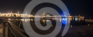 A beautiful panorama of market square area in downtown Helsinki during nighttime