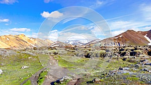 Beautiful panorama of Mountain landscape in Iceland. Landmannalaugar, Fjallabak Nature Reserve.