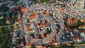 Beautiful Panorama Old Town Center Wisla Torun Stare Miasto Aerial View Poland