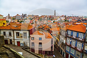 Beautiful panorama of old town historical buildings of Porto, Portugal