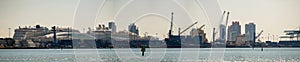 Beautiful panorama Port of Miami shot with telephoto lens stitched image