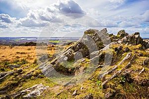 Beautiful panorama from the rocky highest point of Bretagne, France photo