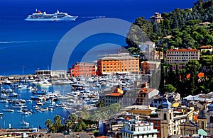 Beautiful panorama of Santa Margherita Ligure, Italian Riviera.