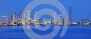 Beautiful panorama scene of refinery industry plant with comuni