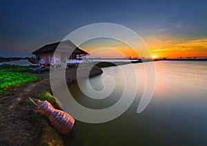 Beautiful Panorama and sky when sunset around the lake is heavenly scenery