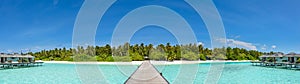 Beautiful panorama of the tropical island resort at Maldives