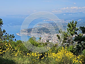 beautiful panorama of Varazze from the heights of the Ligurian coast