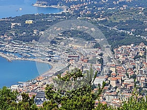 beautiful panorama of Varazze from the heights of the Ligurian coast