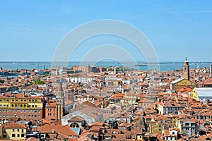 Beautiful panorama of Venice with the Adriatic sea on a sunny da