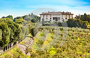 Beautiful panorama view of Artimino Medici villa in Tuscany, Italy